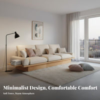 Lowdesign Wooden Settee Japanese Aesthetic Living Room Furniture with Storage Sofa Bed for Minimalists, Young Adults, Bedroom, Lounge, Home Office