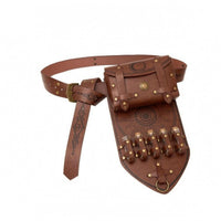 Vial Holders Medieval Waist Bag Rune-Like Patterns Viking Pouch Metal Studs Cosplay Belt Bag Front Flap for Cosplayers