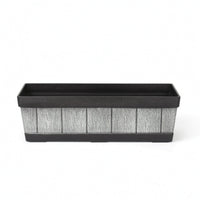 Plastic Planter with Faux Wood Grain Low-Height Rectangular Planter Rustic Flower Box Farmhouse for Gardeners
