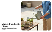 Long Spout Watering Can Large Capacity Metal Watering Can Rustic Garden Sprinkler Sturdy Construction for Patio, Indoor Plants
