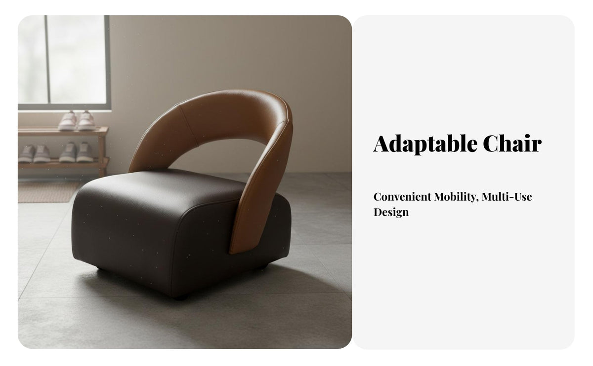 360° Swivel Wheels Upholstered Caster Stool Curved Backrest Rolling Chair Sleek-Profile Design Household Furniture Soft Padded Cushion for Homeowners, Seniors, Entryway, Living Room, Bedroom, Playroom