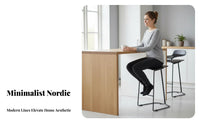 Modern Design Suspended Seat Stool Minimalist Look Bar Chair Long-Lasting Frame Seating Furniture Integrated Footrest for Homeowners, Adults, Cafe Owners, Counter, Kitchen Island, Reception Area, Dining Room