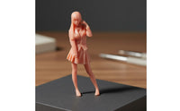 Raised Hand 1/64 Scale Girl Figurine Long Hair 1:64 Girl Figurine Blazer Design Desk Ornament Pleated Skirt