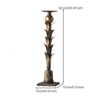 Pillar Candle Holder Antique-Style Candle Holder with Leaf Design for Sideboard
