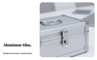 Heavy Duty Lockable Money Box Lightweight Lockable Storage Box Reinforced Corners Metal Document Case Soft Interior Lining for Business Owners, Professionals, Office, Retail Outlet, Workshop, Worksites