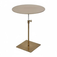 Adjustable Pedestal Table Movable Round Drink Stand Brushed Finish for Bedroom