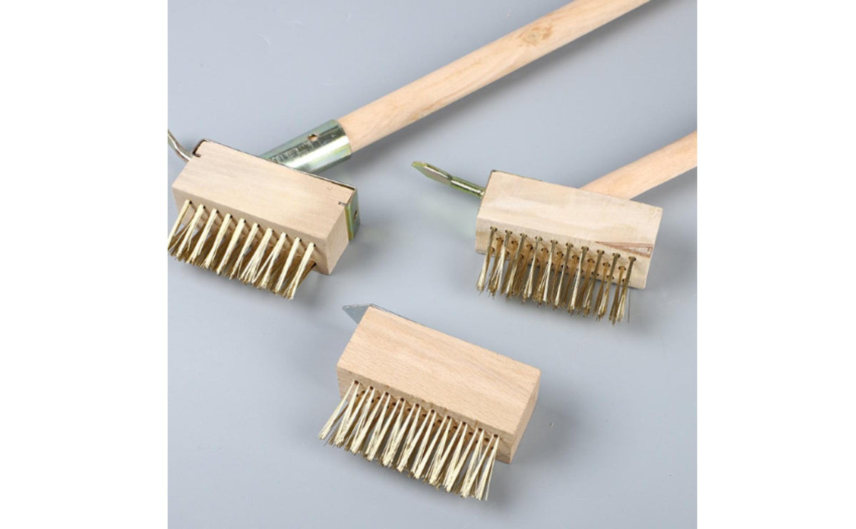 Hard Bristles Steel Wire Weeding Brush Solid Wood Block Long Handle Vegetation Brush Heavy Duty Patio Crevice Cleaner Long-Lasting Construction for Gardeners, Homeowners, Garden, Pavement Cracks, Driveway