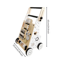 Wooden Walking Aid Shape Cutouts Wooden Infant Push Cart Infant Activity Center Push Cart Sliding Elements for Young Children
