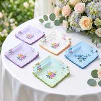 18 Pieces Handkerchief with Edges Floral Handkerchief with Edge Soft Facial Cloths for Women, Weddings