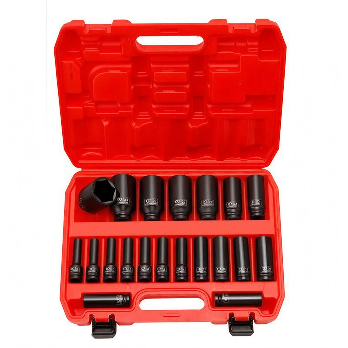 20 Pieces Air Impact Socket Set Burgundy Impact Socket Set Organized Storage Box