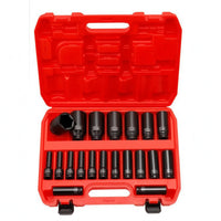 20 Pieces Air Impact Socket Set Burgundy Impact Socket Set Organized Storage Box
