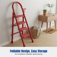 Folding Step Ladder, Multi-Purpose Iron, Wide Pedal, Indoor Use