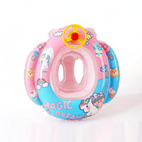 Cartoon-Printed Airplane Pool Inflatable Safe Airplane Inflatable with Seat Comfortable Swim Ring Long-Lasting for Toddlers, Kids, Children, Beach