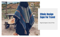 Ethnic Style Cape, Tibetan Travel Outfit, Knitted Shawl for Women, Boho Poncho, Outdoor Scarf