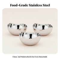 3 Pieces Smooth Surface Stainless Steel Bowl 10 Cm Scalloped Bowl Small Household Dishware Lightweight