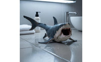 Megalodon Shark Figurine Detailed Fangs Megalodon Shark Toy Gray and White