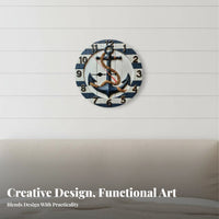 Easy to Hang Round Wooden Look Clock Quartz Movement Vintage Design Wall Clock Battery Operated for Bedroom, Living Room, Kitchen