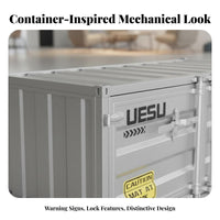 Shipping Container Chest Utilitarian Aesthetic Trunk Coffee Table Metal Highlights Multi-Functional for Young Adults