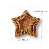 Star-Shaped Wicker Tray Shallow Star-Motif Weave Basket Decorative for Tabletop