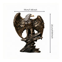 Resin Eagle Figurine Gilded Bronze Highlights Eagle Figurine Boulder Pedestal House Highlight