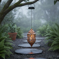 Metal Solar Lantern Auto on at Dusk Outdoor Decor Weather Resistant for Patio