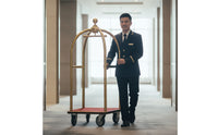 Hotel Luggage Trolley Stainless Steel Hotel Luggage Cart Smooth-Rolling Cart for Attendants, Lobbies