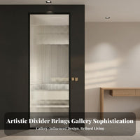 Stainless Steel Glass Partition Light Luxury Design Fluted Glass Room Divider Semi-Transparent Modern Entryway Screen for Renters, Foyer, Cafe