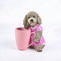 Resin Dog Planter with Cup Cute Dog Planter Whimsical Ornament Decorative for Windowsill