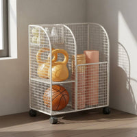 Exercise Mat Holder Wheeled gym Storage Rack Movable Rolling Storage Cart for Home