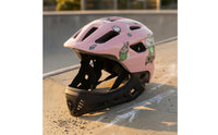 Cartoon Print Children's Full-Face Helmet Ventilated Detachable Chin Guard Helmet EPS Foam Outdoor Protection Gear