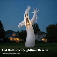 Outdoor Inflatable   | Spooky Black Printed Face, Tall White Body, Halloween Inflatable with Claws, for Lawn