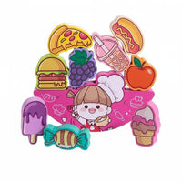 Food Themed Stacking Toy Paint Wooden Culinary Stack Game Educational Dessert Stacking Blocks for Kids