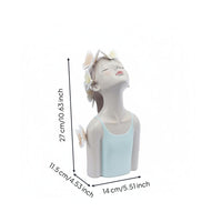Resin Girl Bust Sculpture Display Piece Lady Bust Figurine Decorative Butterfly Figurine Art Design for Living Room, Cabinet, Window