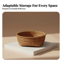 Multi-Purpose Woven Catch-All Tray Multipurpose Storage Basket Decorative countertop Container Wicker design for Gin the event thatt Givers, Homeowners, Decorators, Entryway, Desktop, Living Room, Kitchen