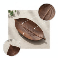 Leaf-Shaped Tray Grain Walnut Wood Tray Organic Wooden Platter for Hosts, Homeowners, Dining Table, Sideboard, Living Room