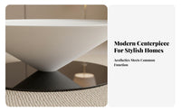 2 Pieces Suspended Disc and Cylinder Table Combo Minimalist Visually Pleasing Household Furniture French Cream and Design