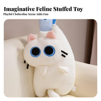 Cat Stuffed Pillow Creative Fastener Design Clothespin Cat Stuffed Ie House Decoration PP Cotton Filled Three-Dimensional Shape