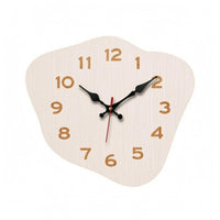 Irregular Rounded Face Wood-Grain Wall Clock Raised Numerals Wood Grain Wall Clock
