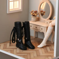 Black Lace-up Doll Boots Handmade 1/3 BJD Doll Boots PU Material
