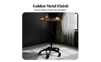 Modern Gold Finish Rolling Service Tray Easy to Clean Adjustable Height Rolling Tray Stable Base Salon Trolley Sturdy Construction for Hair Stylists, Hairstylists, Aestheticians, Barber Shop, Barbershop, Beauty Medical Center, Spa