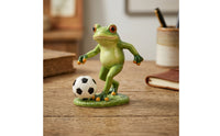 Outdoor Frog Statue with Soccer Ball Resin Frog Statue Cute Decor Whimsical for Gardeners, Garden, Patio, Yard