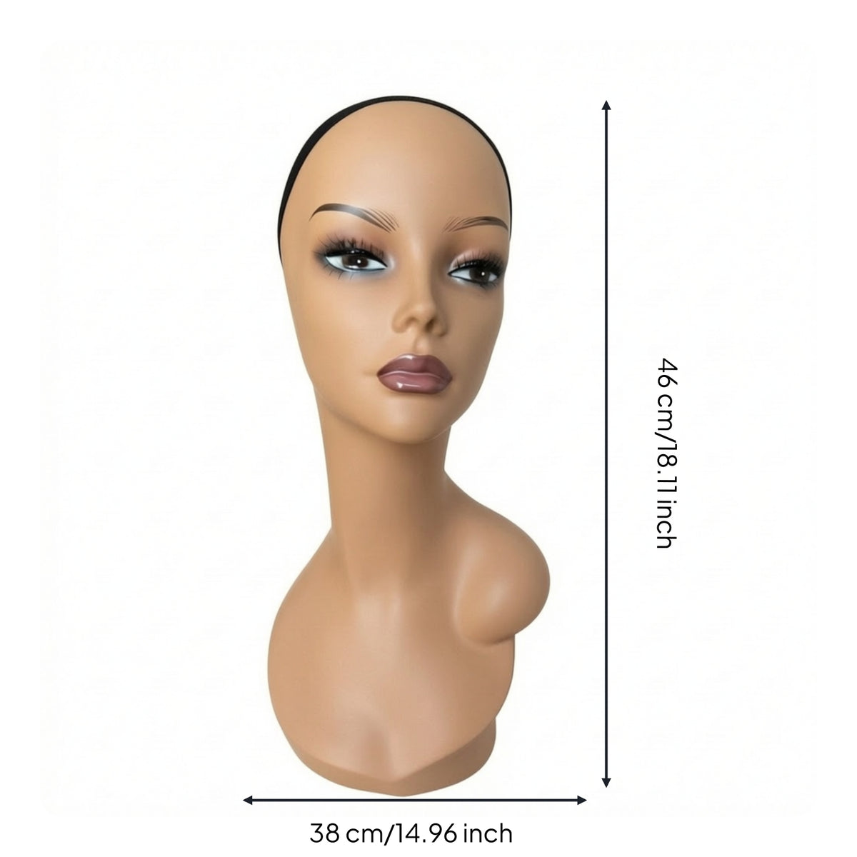 Female Mannequin Head Realistic Skin-Tone Wig Display Head for Hairstylists, Salons