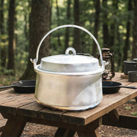 Commercial Stock Pot, Aluminum Alloy, Double-Handled Pot, 4-5L, With Lid, Matte Silver, Suitable for 10+ People