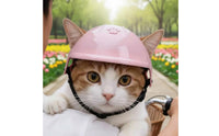 Dog Cat Helmet with Ear Hole Cute Comfortable Breathable Dogs Hat for Riding Adjustable Strap for Yorkshire Terrier Pug