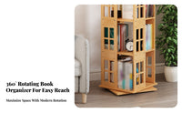 360-Degree Rotation Rotating Book Tower Modern Minimalist aesthetic Revolving Multi-Tier Shelf Floor-Standing bookcase Space-Saving for Children, Students, Families, Small Spaces, Bedroom, Home Office, Corner
