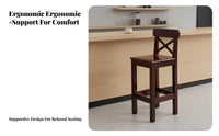 With Backrest Cross Back Bar Chair Stable Structure High Stool Integrated Footrest Seating Furniture Armless Design for Homeowners, Adults, Business Owners, Cafe, Reception Area, Restaurant, Eatery