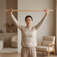Wooden Stretching Stick Beech Wood Mobility Stick Smooth Exercise Dowel Sturdy for Posture Training, Pilates