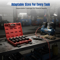 Heavy Duty Impact Socket Set, Air-Powered Extended Socket Head, Polished Molybdenum Steel, Wheel Shaft Removal, Mechanical Repair