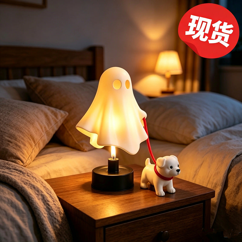 Ghost Puppy Halloween Night Light Statue for Home Decor