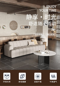 侘寂风民宿大厅休息区服装店会客区客厅接待直排泡芙棉麻布艺沙发